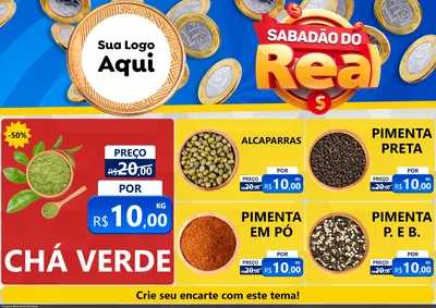Modelo de Encarte para Encarte A4 Horizontal com o tema Sabadão do Real para Produtos Naturais