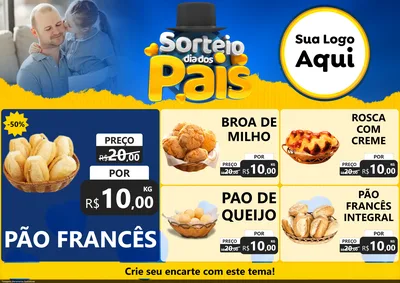 Modelo de Encarte para Encarte A4 Horizontal com o tema Sorteio Dia Dos Pais para Padaria