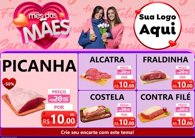 Modelo de Encarte para Encarte A4 Horizontal com o tema Mês Das Mães para Açougue