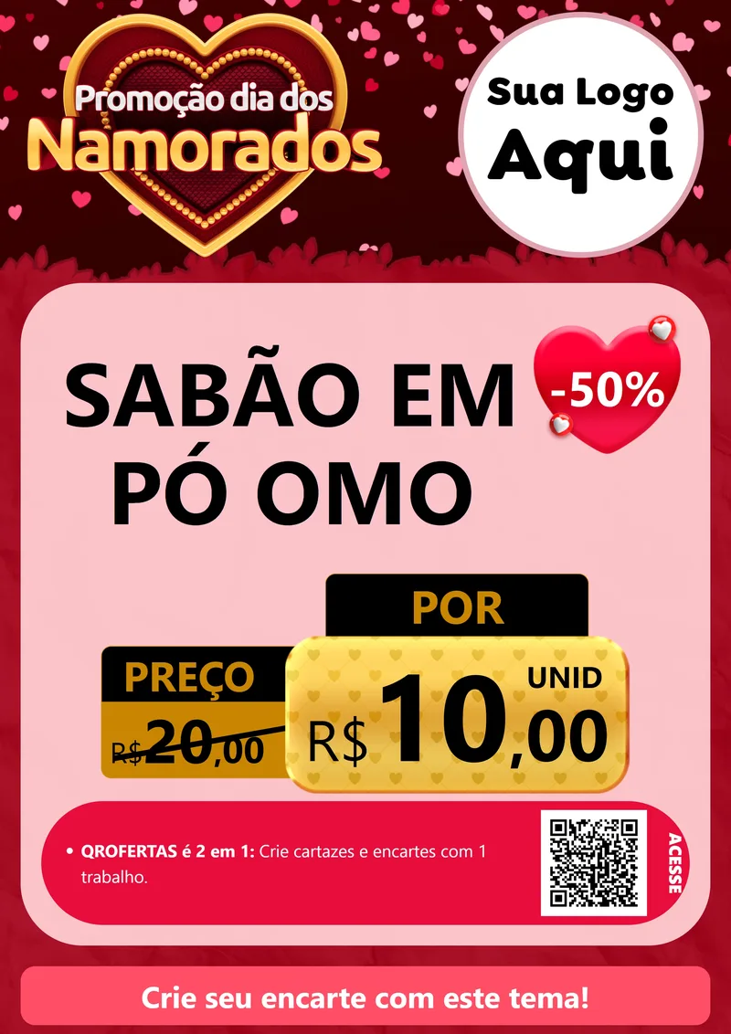 Modelo de Cartaz para Cartaz A4 Vertical com o tema Promoção Dia Dos Namorados para Produtos de Limpeza