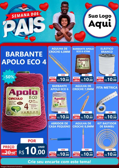 Modelo de Encarte para Encarte A4 Vertical com o tema Semana Dos Pais para Armarinho e Aviamentos