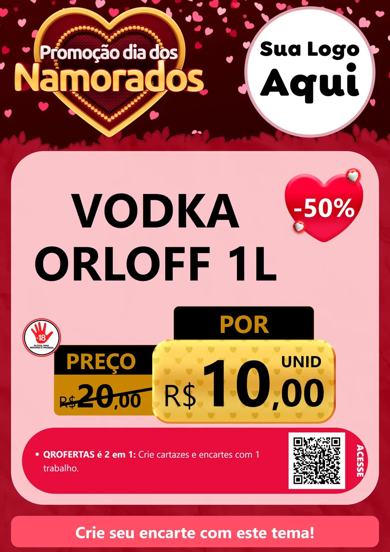 Modelo de Cartaz para Cartaz A4 Vertical com o tema Promoção Dia Dos Namorados para Distribuidora de bebidas
