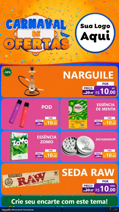 Modelo de TV para TV Vertical com o tema Carnaval de Ofertas para Tabacaria