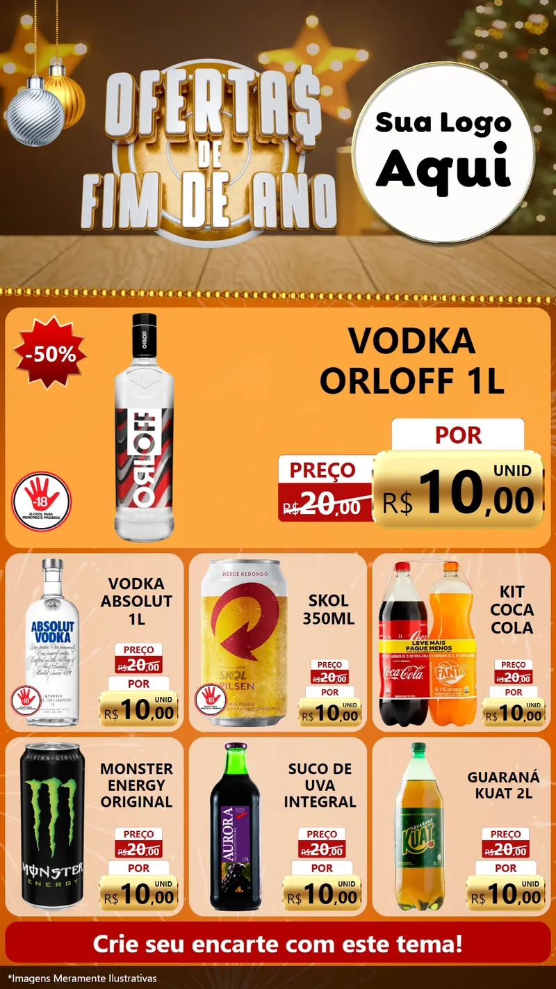 Modelo de Rede Social para Stories com o tema Ofertas de Fim de Ano para Distribuidora de bebidas
