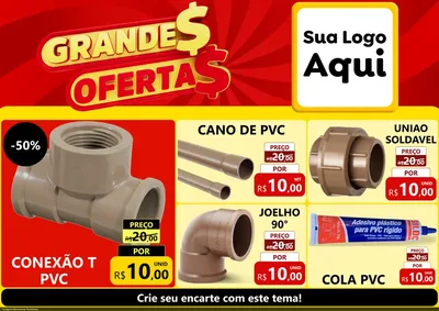 Modelo de Encarte para Encarte A4 Horizontal com o tema Grandes Ofertas para Tubos e conexões