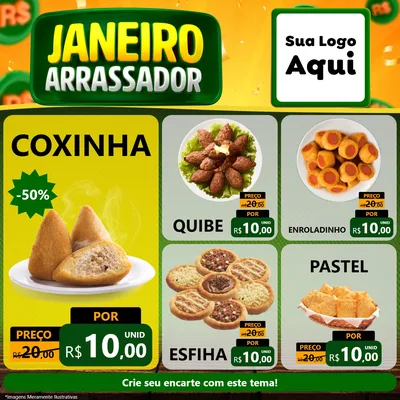 Modelo de Rede Social para Feed Facebook com o tema Janeiro Arrasador para Salgadaria