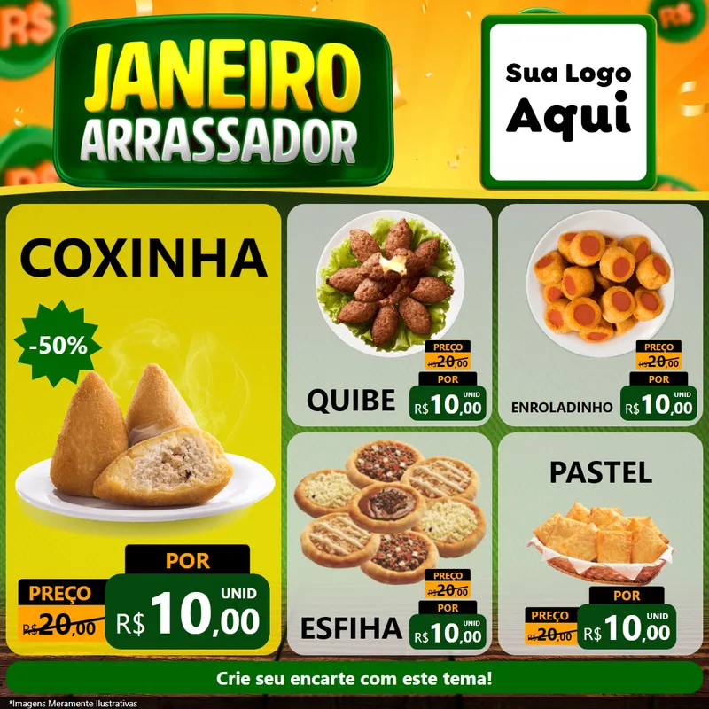 Modelo de Rede Social para Feed Facebook com o tema Janeiro Arrasador para Salgadaria