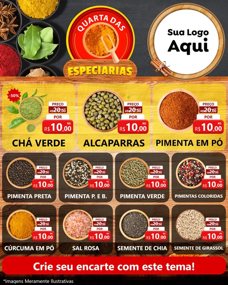 Modelo de Rede Social para Feed Instagram com o tema Quarta das Especiarias para Produtos Naturais