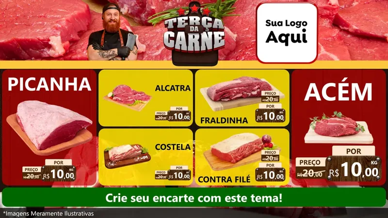 Modelo de TV para TV Horizontal com o tema Terça da Carne para Açougue