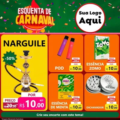 Modelo de Rede Social para Feed Facebook com o tema Esquenta de Carnaval para Tabacaria