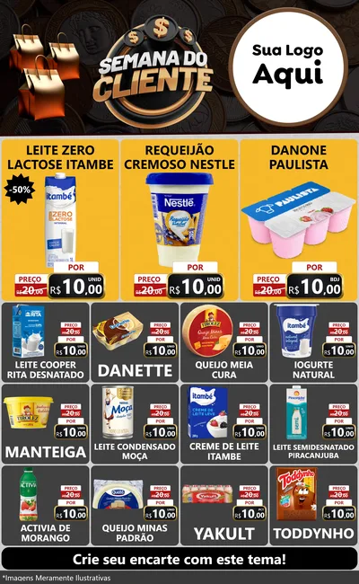 Modelo de Encarte para Encarte Grande com o tema Semana do Cliente para Frios e Laticínios