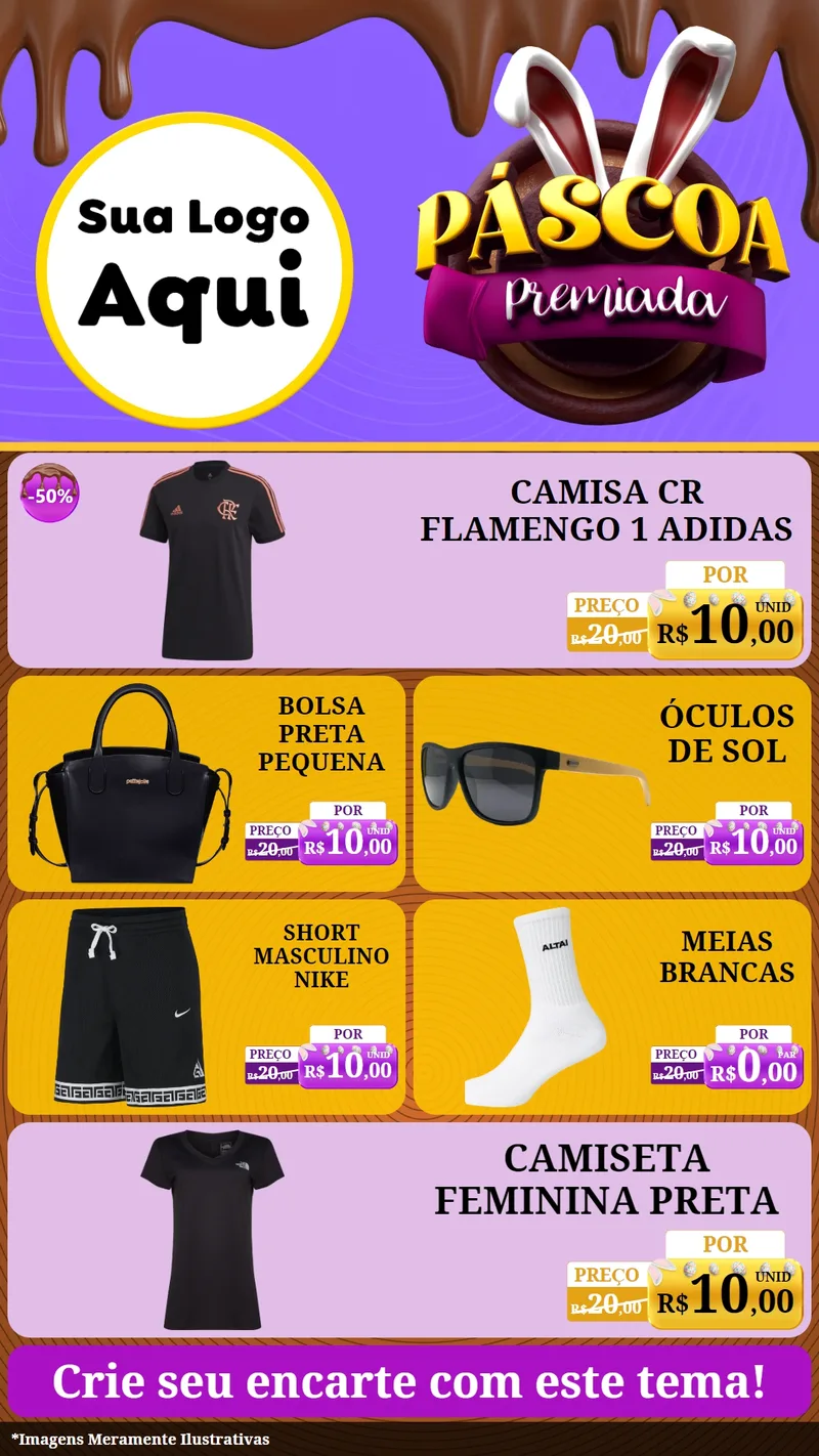 Modelo de TV para TV Vertical com o tema Páscoa Premiada para Roupas e acessórios