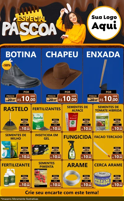 Modelo de Encarte para Encarte Grande com o tema Especial Páscoa para Agropecuária