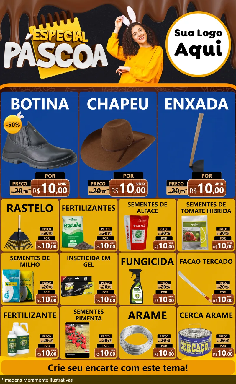 Modelo de Encarte para Encarte Grande com o tema Especial Páscoa para Agropecuária