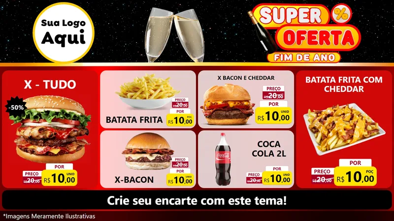 Modelo de TV para TV Horizontal com o tema Super Oferta Fim de Ano para Hamburgueria
