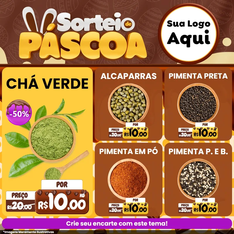 Modelo de Rede Social para Feed Facebook com o tema Sorteio de Páscoa para Produtos Naturais