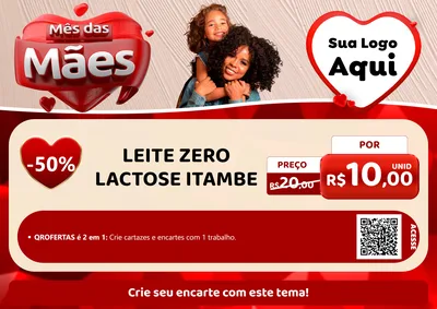 Modelo de Cartaz para Cartaz A4 Horizontal com o tema Mês das Mães para Frios e Laticínios