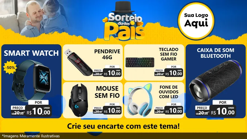 Modelo de TV para TV Horizontal com o tema Sorteio Dia Dos Pais para Informática