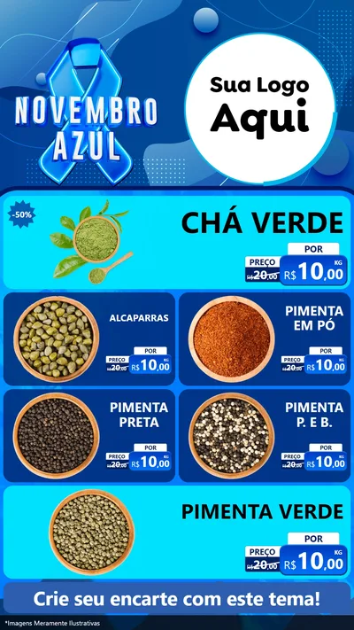 Modelo de TV para TV Vertical com o tema Novembro Azul para Produtos Naturais