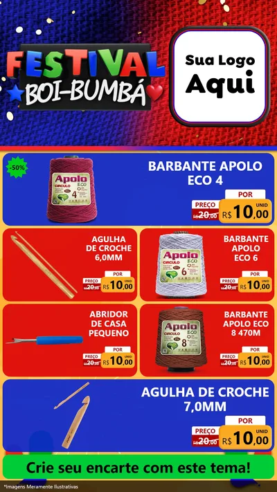 Modelo de TV para TV Vertical com o tema Festival Boi-Bumbá para Armarinho e Aviamentos