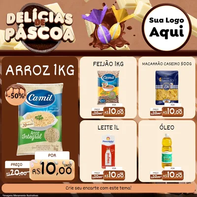 Modelo de Rede Social para Feed Facebook com o tema Delícias de Páscoa para Supermercado