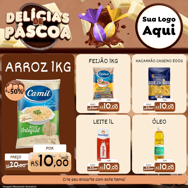 Modelo de Rede Social para Feed Facebook com o tema Delícias de Páscoa para Supermercado