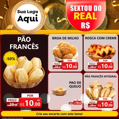 Modelo de Rede Social para Feed Facebook com o tema Sextou do Real para Padaria