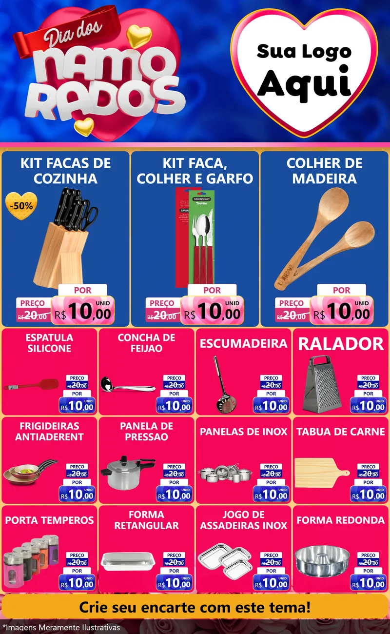 Modelo de Encarte para Encarte Grande com o tema Dia dos namorados para Utilidades Domésticas