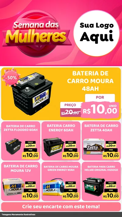 Modelo de Rede Social para Stories com o tema Semana das Mulheres para Baterias Elétricas