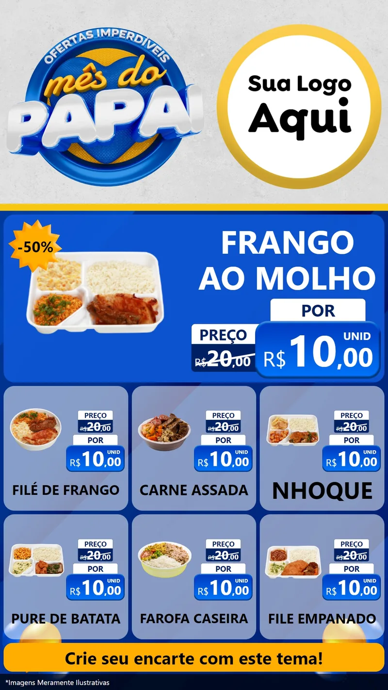 Modelo de Rede Social para Stories com o tema Ofertas Imperdíveis Mês Do Papai para Restaurante
