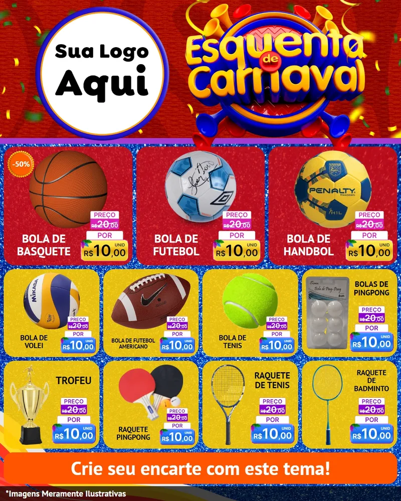 Modelo de Rede Social para Feed Instagram com o tema Esquenta de Carnaval para Artigos Esportivos