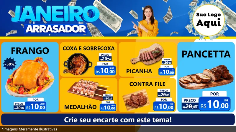 Modelo de TV para TV Horizontal com o tema Janeiro Arrasador para Assados