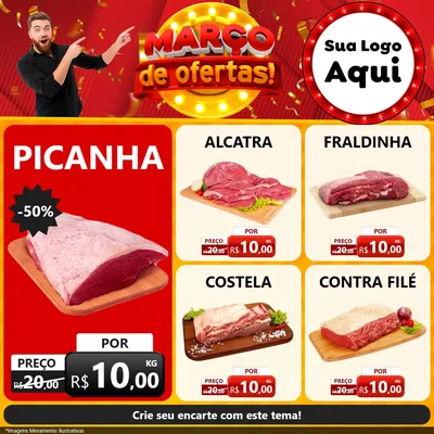 Modelo de Rede Social para Feed Facebook com o tema Março de Ofertas! para Açougue
