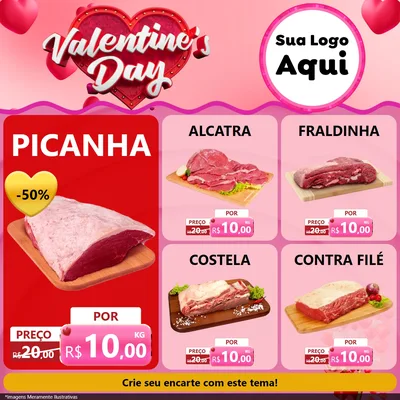 Modelo de Rede Social para Feed Facebook com o tema Valentine's Day para Açougue
