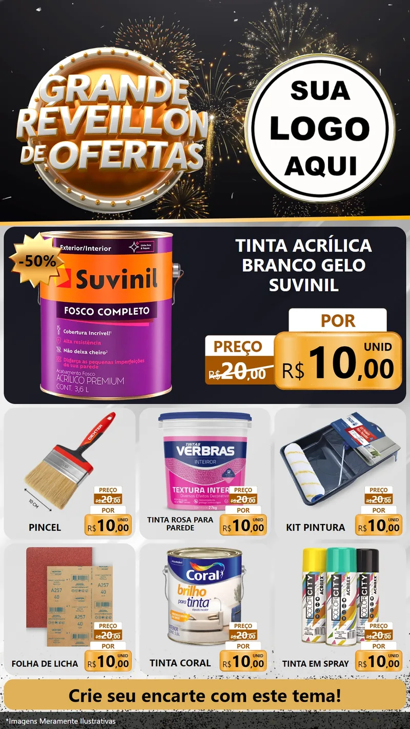 Modelo de Rede Social para Stories com o tema Grande Réveillon de Ofertas para Tintas e Ferramentas