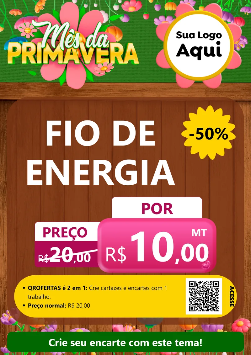 Modelo de Cartaz para Cartaz A4 Vertical com o tema Mês da Primavera para Materiais Elétricos