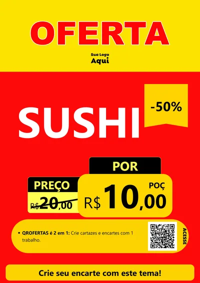 Modelo de Cartaz para Cartaz A4 Vertical com o tema OFERTA - Vermelho Cartaz para Comida japonesa