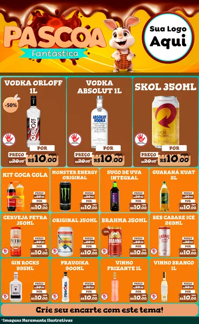 Modelo de Encarte para Encarte Grande com o tema Páscoa Fantástica para Distribuidora de bebidas