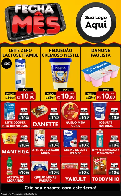 Modelo de Encarte para Encarte Grande com o tema Fecha Mês para Frios e Laticínios