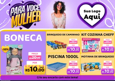 Modelo de Encarte para Encarte A4 Horizontal com o tema Para Você, Mulher para Brinquedos