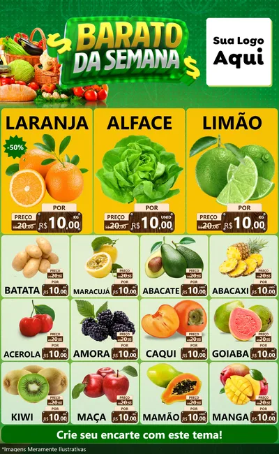 Modelo de Encarte para Encarte Grande com o tema Barato da Semana para Hortifrúti