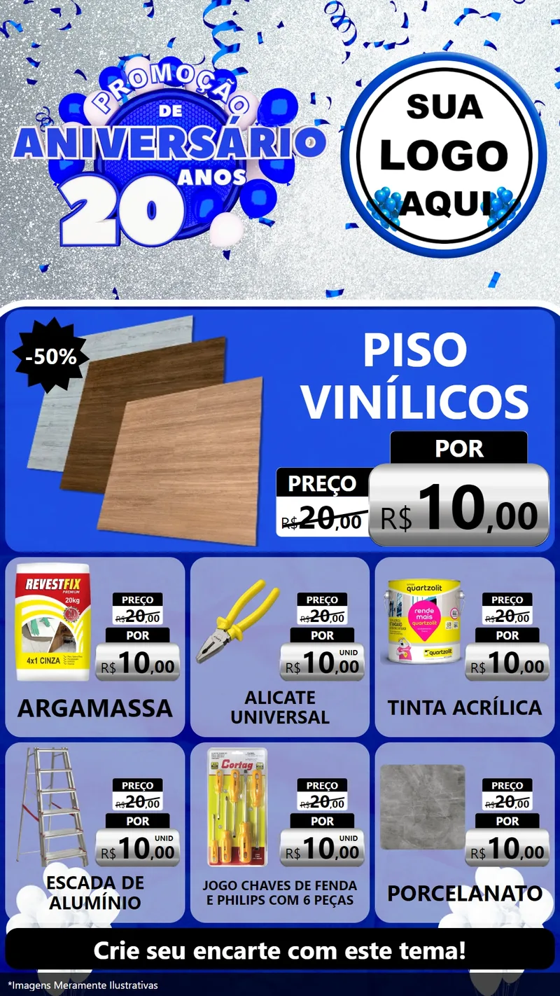 Modelo de Rede Social para Stories com o tema Promoção de Aniversário - 20 Anos para Material para Construção