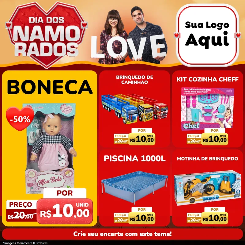 Modelo de Rede Social para Feed Facebook com o tema Dia dos Namorados para Brinquedos