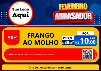 Modelo de Cartaz para Cartaz A4 Horizontal com o tema Fevereiro Arrasador para Restaurante