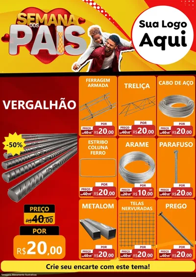 Modelo de Encarte para Encarte A4 Vertical com o tema Semana Dos Pais para Ferragens