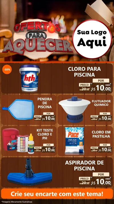 Modelo de TV para TV Vertical com o tema Ofertas Para Aquecer para Produtos para Piscina