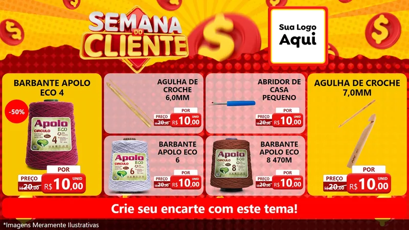 Modelo de TV para TV Horizontal com o tema Semana do Cliente para Armarinho e Aviamentos