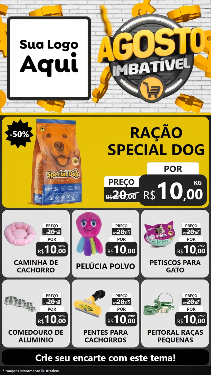 Modelo de Rede Social para Stories com o tema Agosto imbatível para Pet Shop