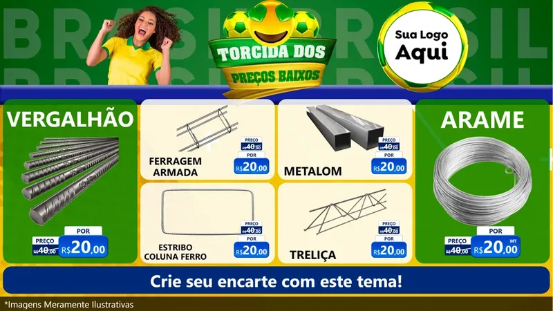 Modelo de TV para TV Horizontal com o tema Torcida dos Preços Baixos - Copa para Ferragens