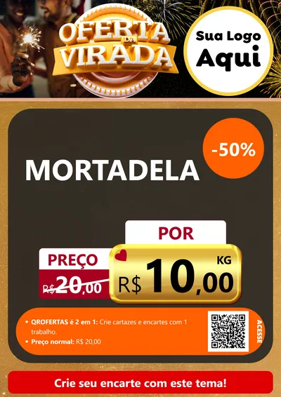 Modelo de Cartaz para Cartaz A4 Vertical com o tema Oferta da Virada para Frios e Laticínios